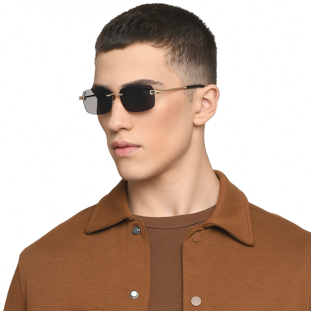 Vincent Chase Gold Rimless Rectangle left side