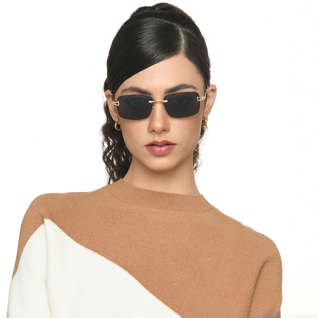 Vincent Chase Gold Rimless Rectangle left side