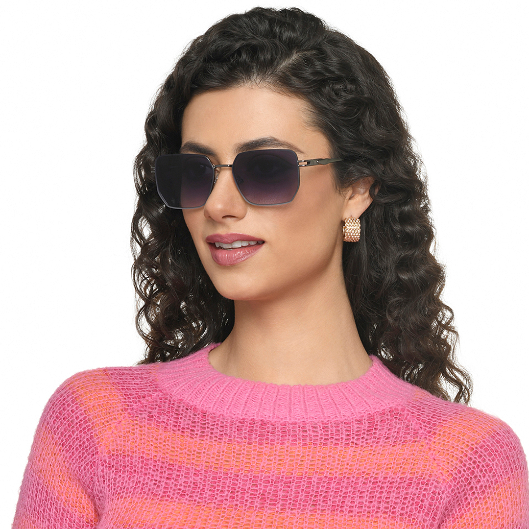 Vincent Chase Gunmetal Rimless Rectangle left side