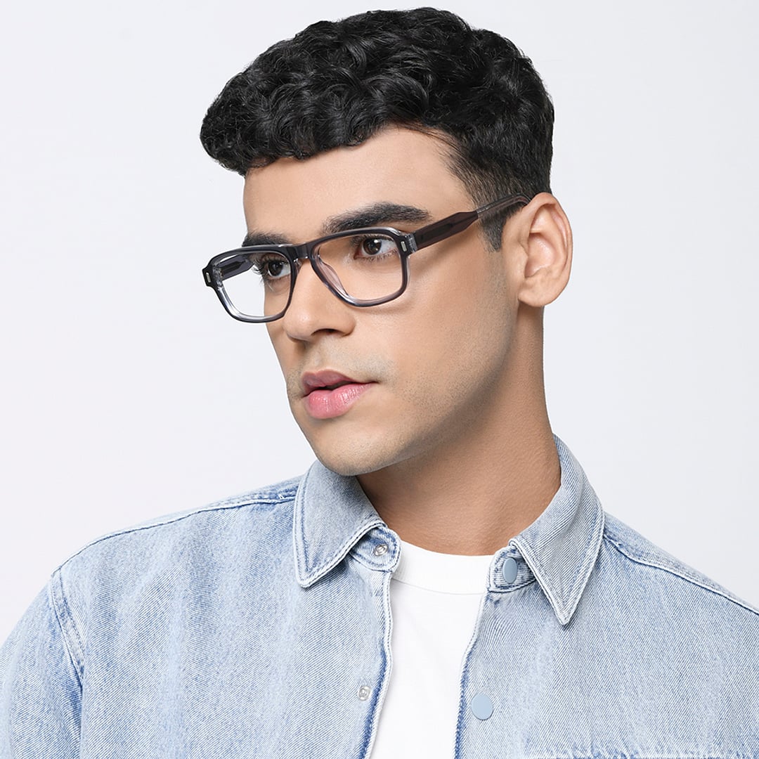 Vincent Chase Gray Transparent Full Rim Geometric left side