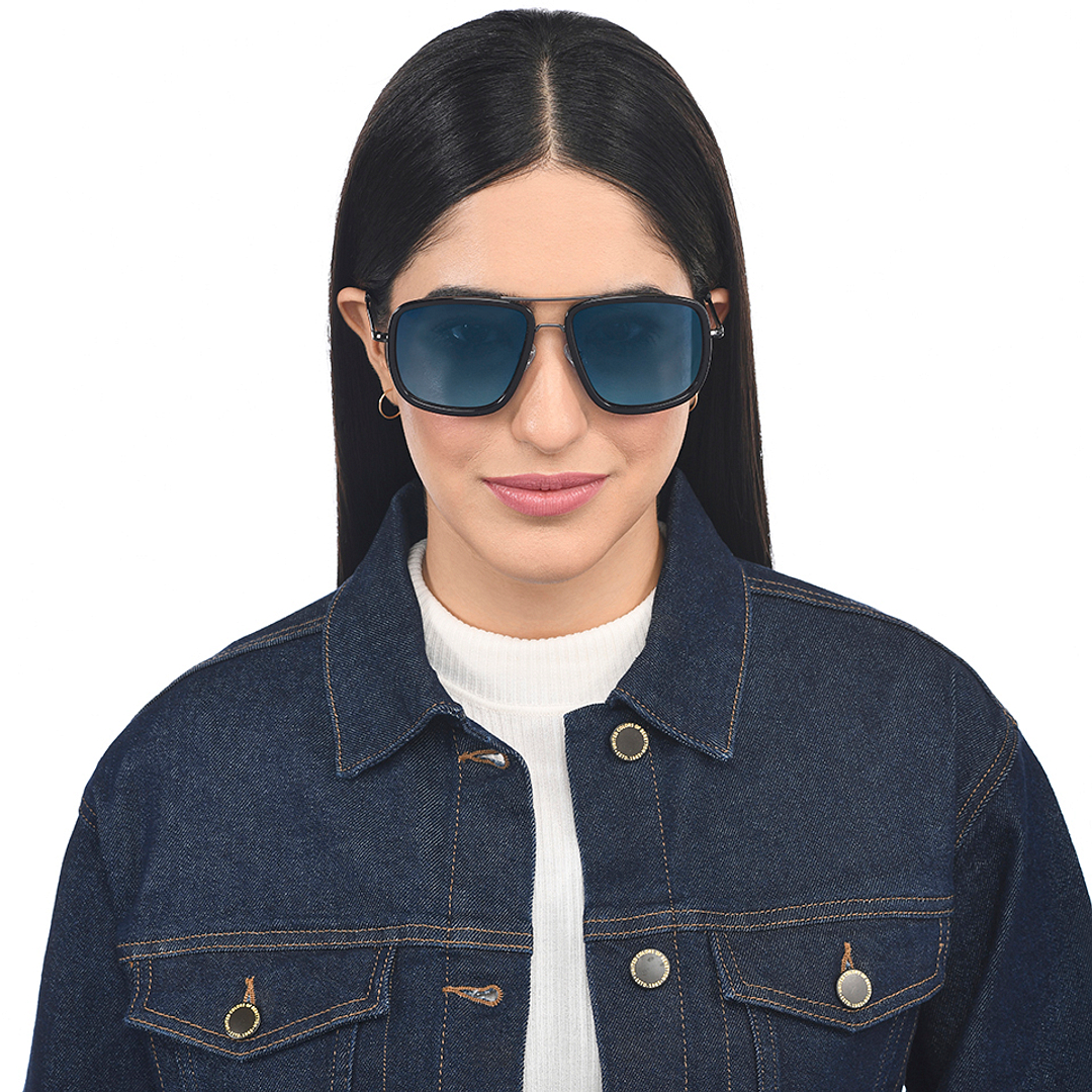 Buy Gunmetal Black Blue Gradient Full Rim Rectangle Square Vincent