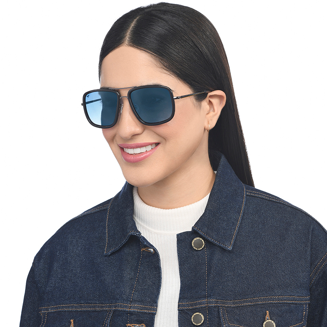 Blue Gunmetal Full Rim Rectangle Vincent Chase VC Sun Non-metal VC