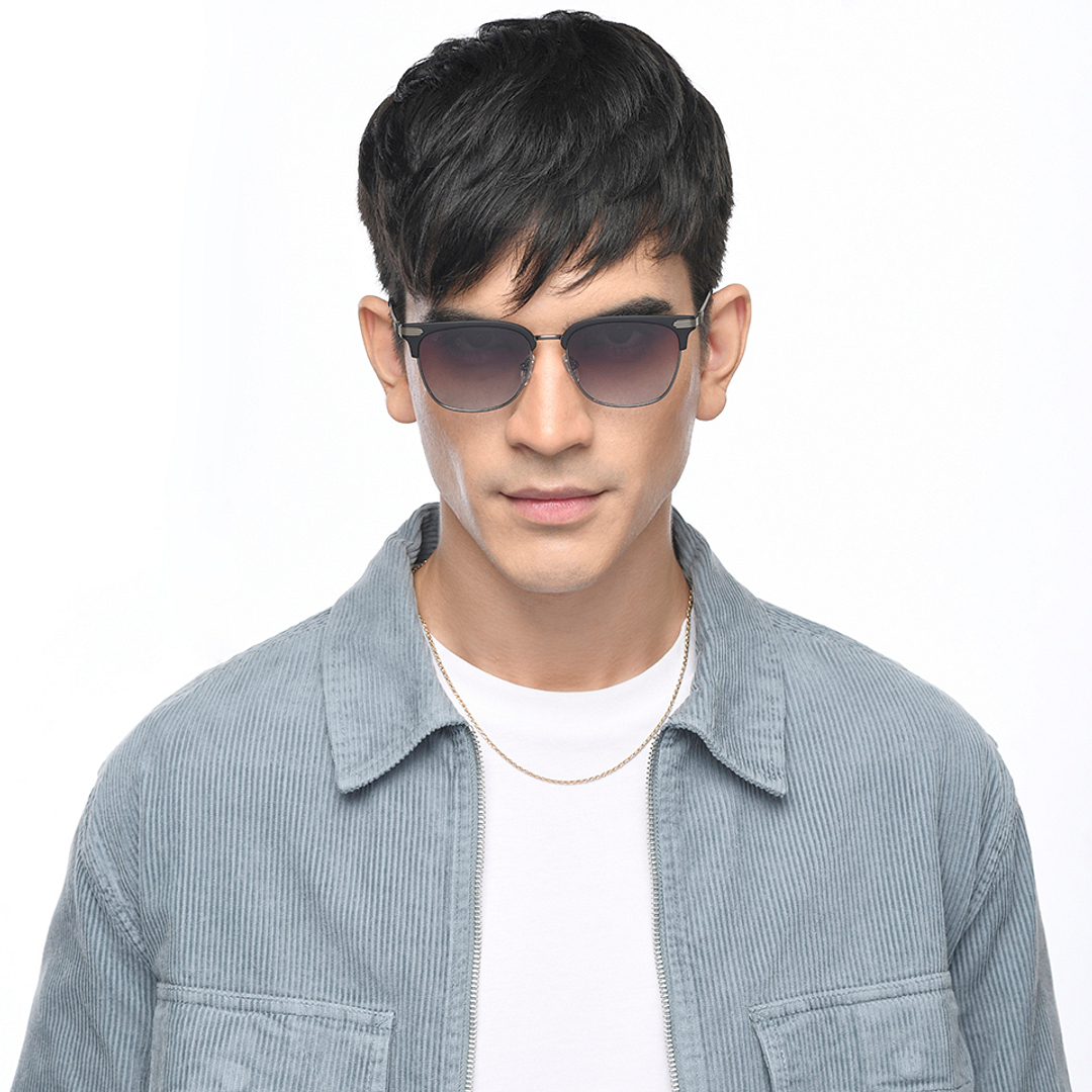 Vincent Chase Polarized Gunmetal Full Rim Clubmaster left side