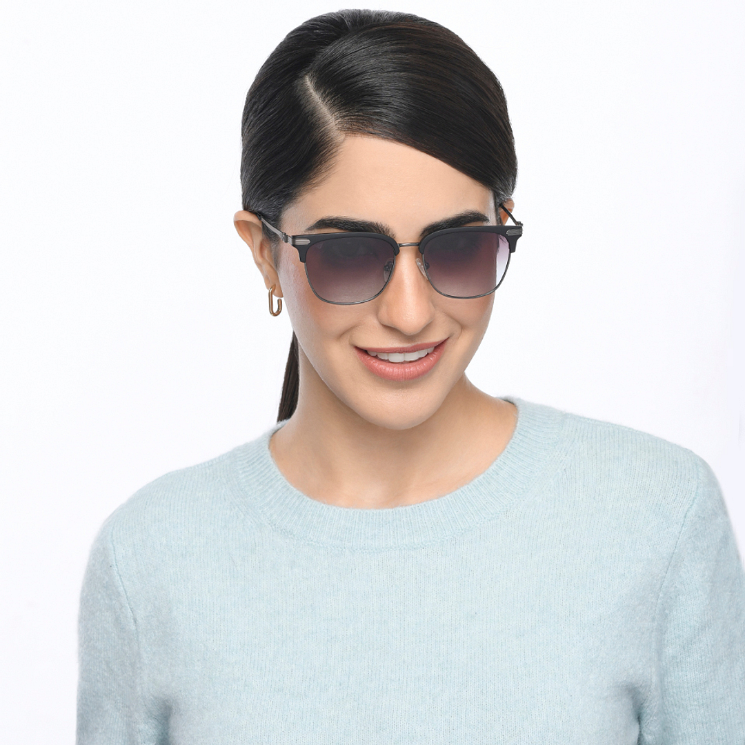 Vincent Chase Polarized Gunmetal Full Rim Clubmaster left side