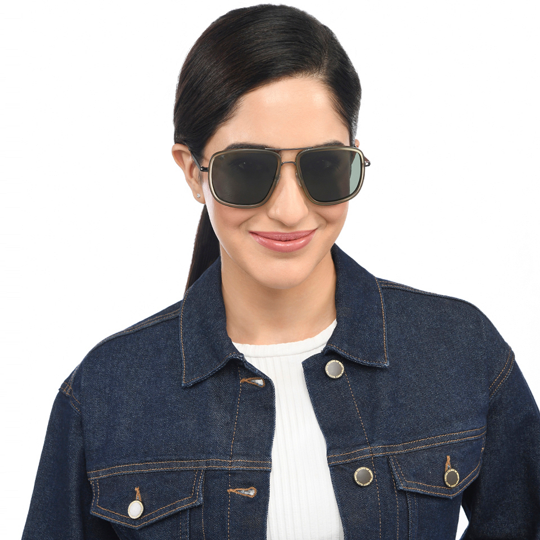 Buy Gunmetal Green Full Rim Rectangle Square Vincent Chase