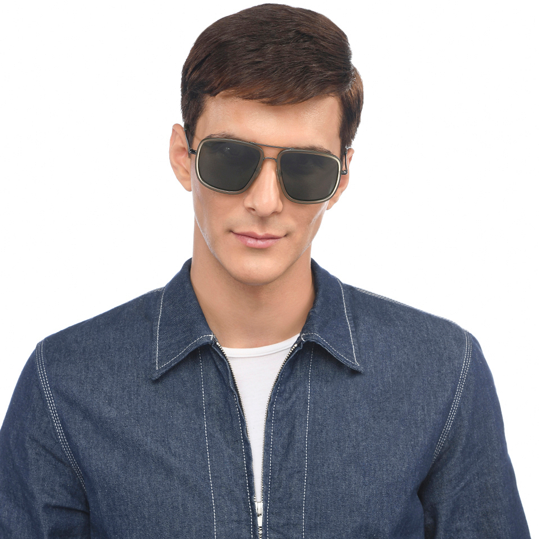 Buy Gunmetal Green Full Rim Rectangle Square Vincent Chase