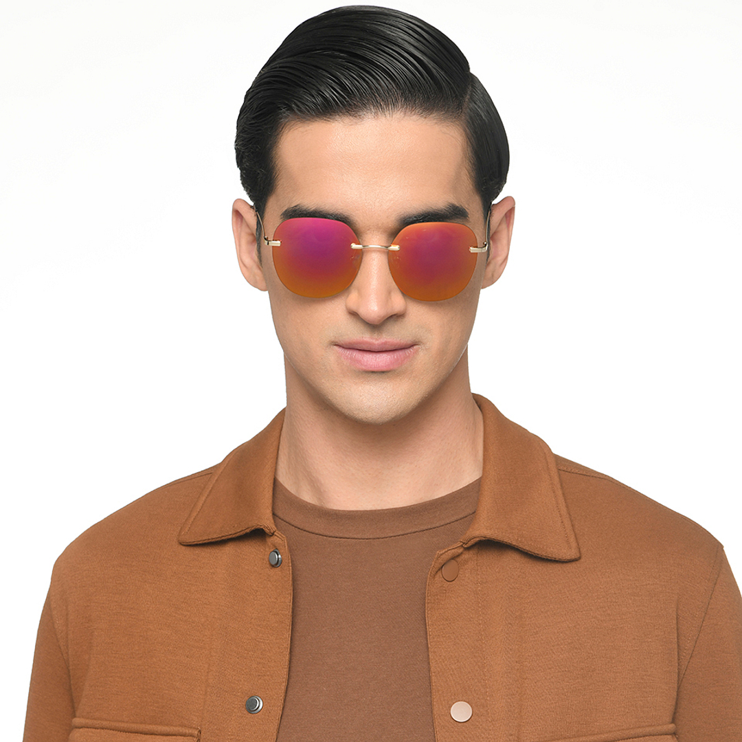 Vincent Chase Online Gold Rimless Round left side