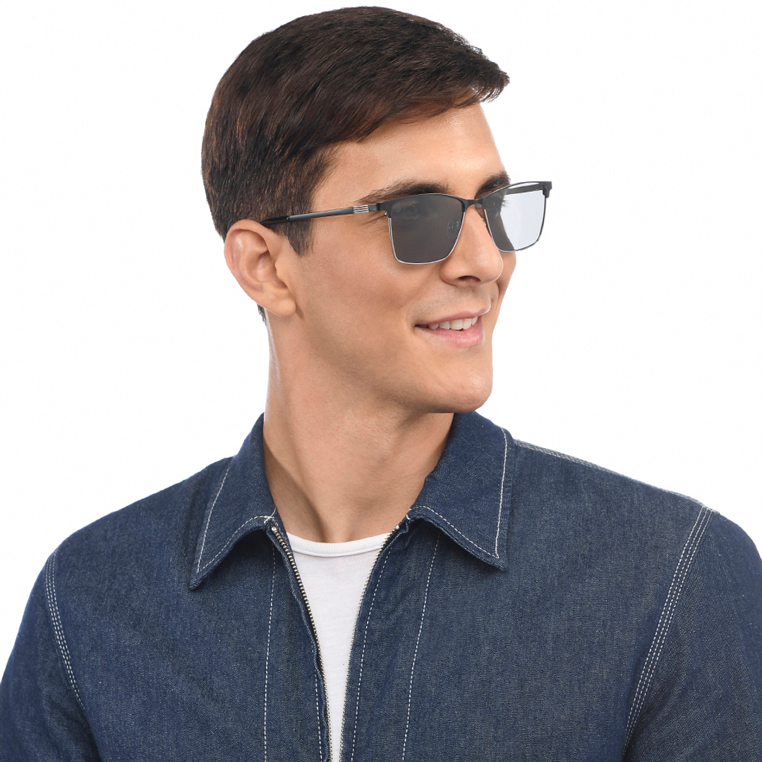 Vincent Chase Polarized Silver Full Rim Clubmaster right side