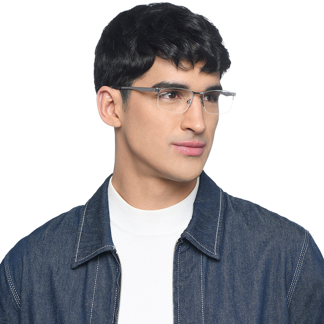 Vincent Chase Silver Half Rim Rectangle left side