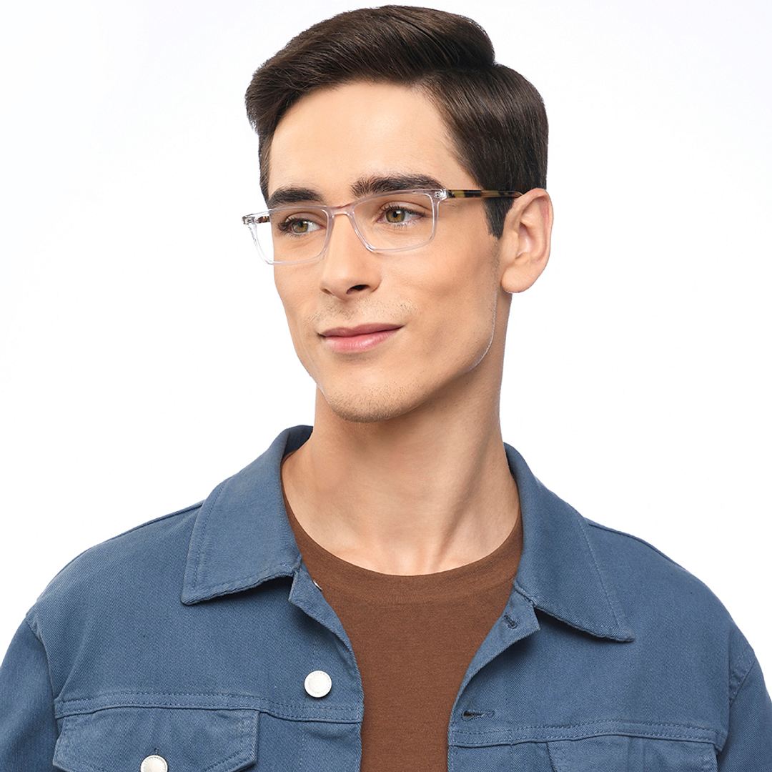 Vincent Chase Crystal Transparent Full Rim Rectangle left side