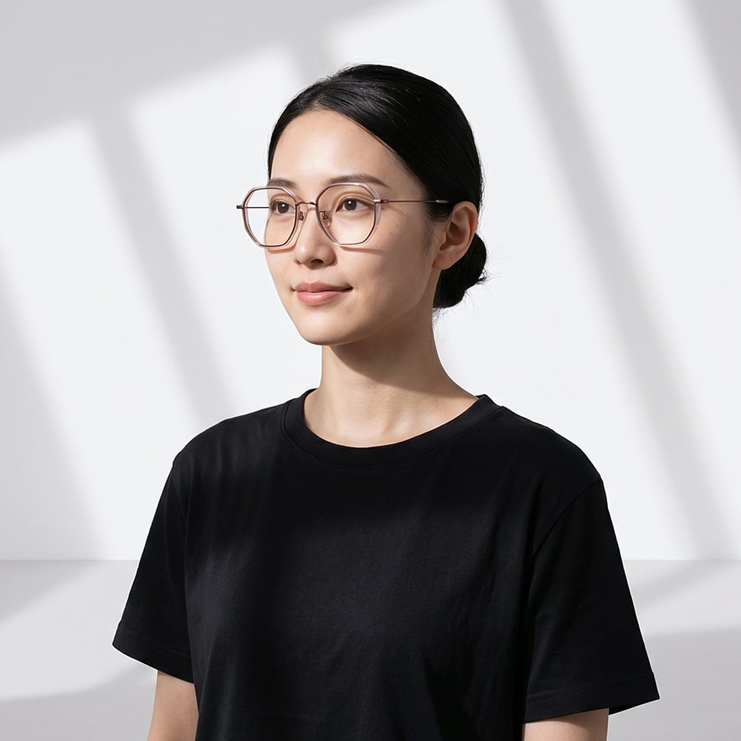 +NICHE Light Brown Full Rim Polygon left side