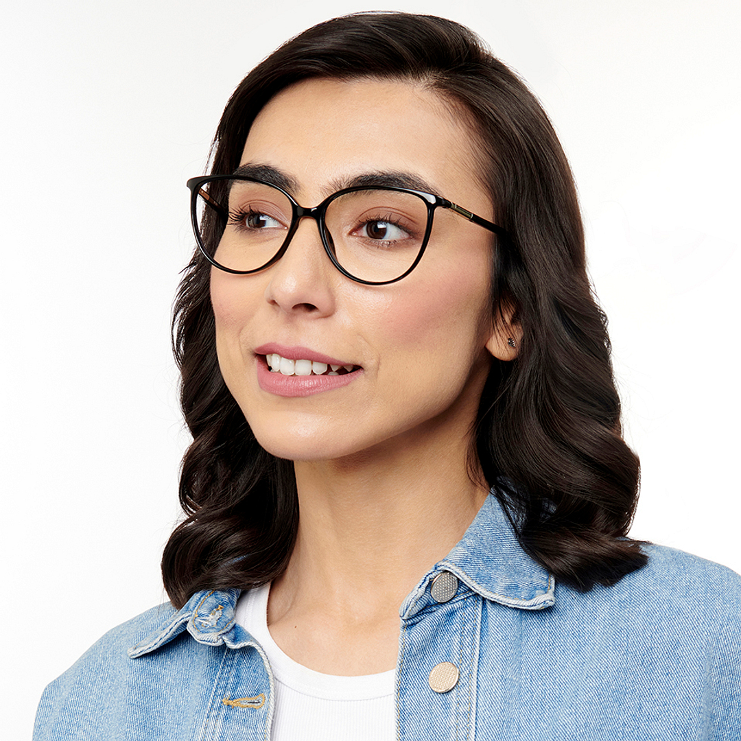 OJOS Black Full Rim Cat Eye left side