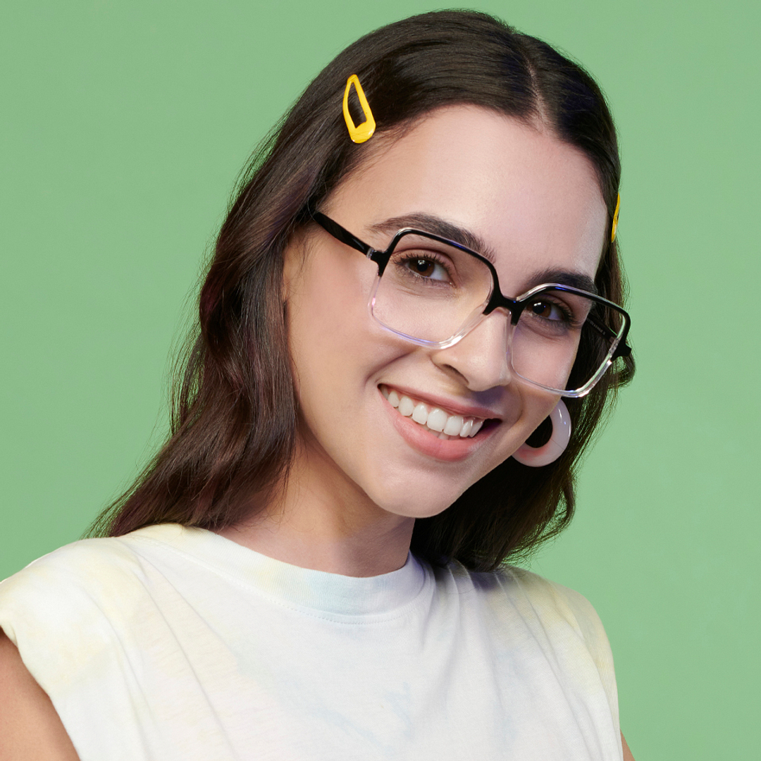 OJOS Black Transparent Full Rim Square left side