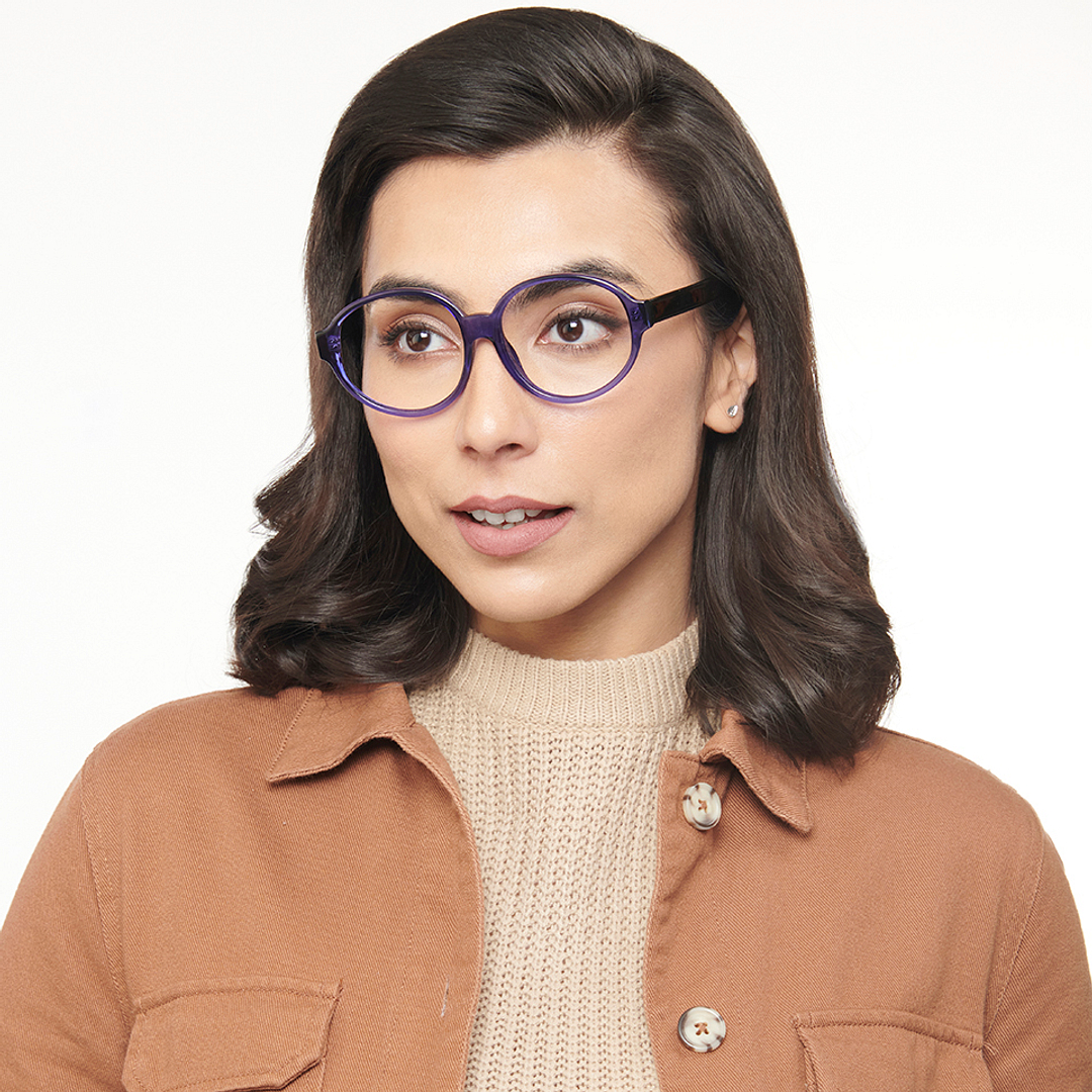 OJOS Sky Blue Full Rim Round left side