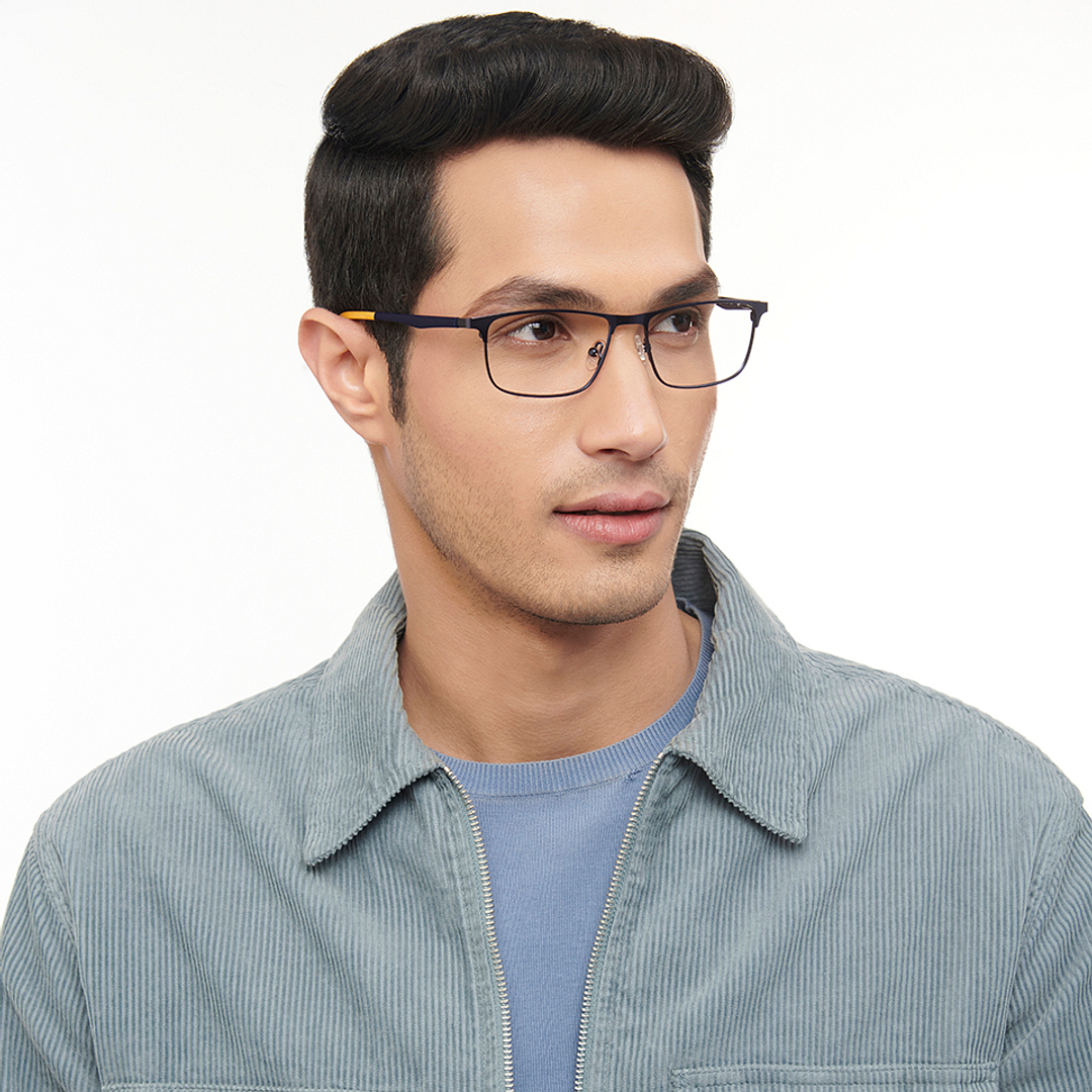 OJOS Sky Blue Full Rim Rectangle left side