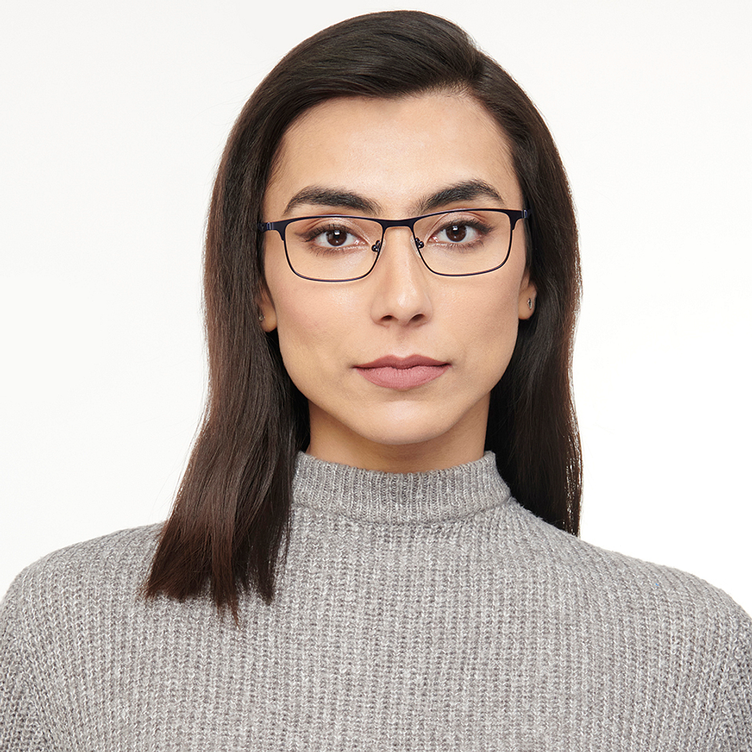 OJOS Sky Blue Full Rim Rectangle left side