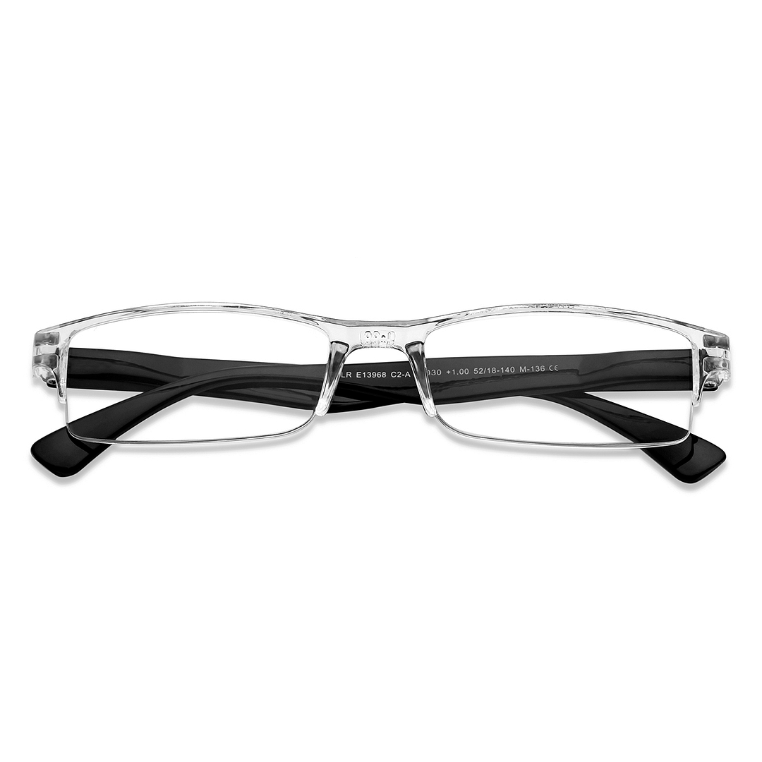 LENSKART BLU READERS Transparent Black Half Rim Rectangle LENSKART BLU READERS LR E13968 Only for 1 Prefitted Powers left side