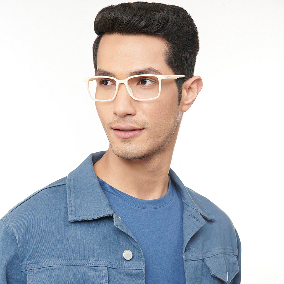 OJOS White Full Rim Rectangle left side