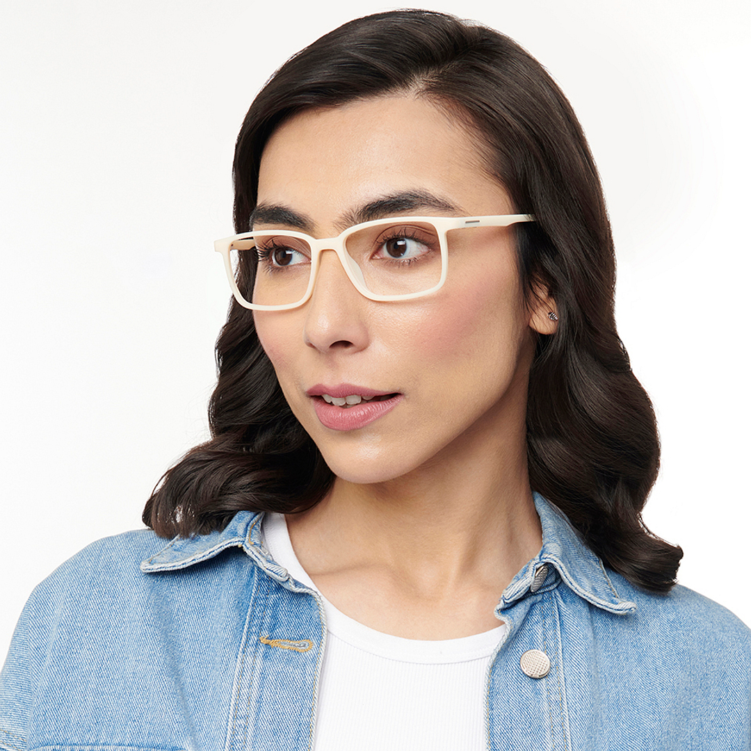 OJOS White Full Rim Rectangle left side