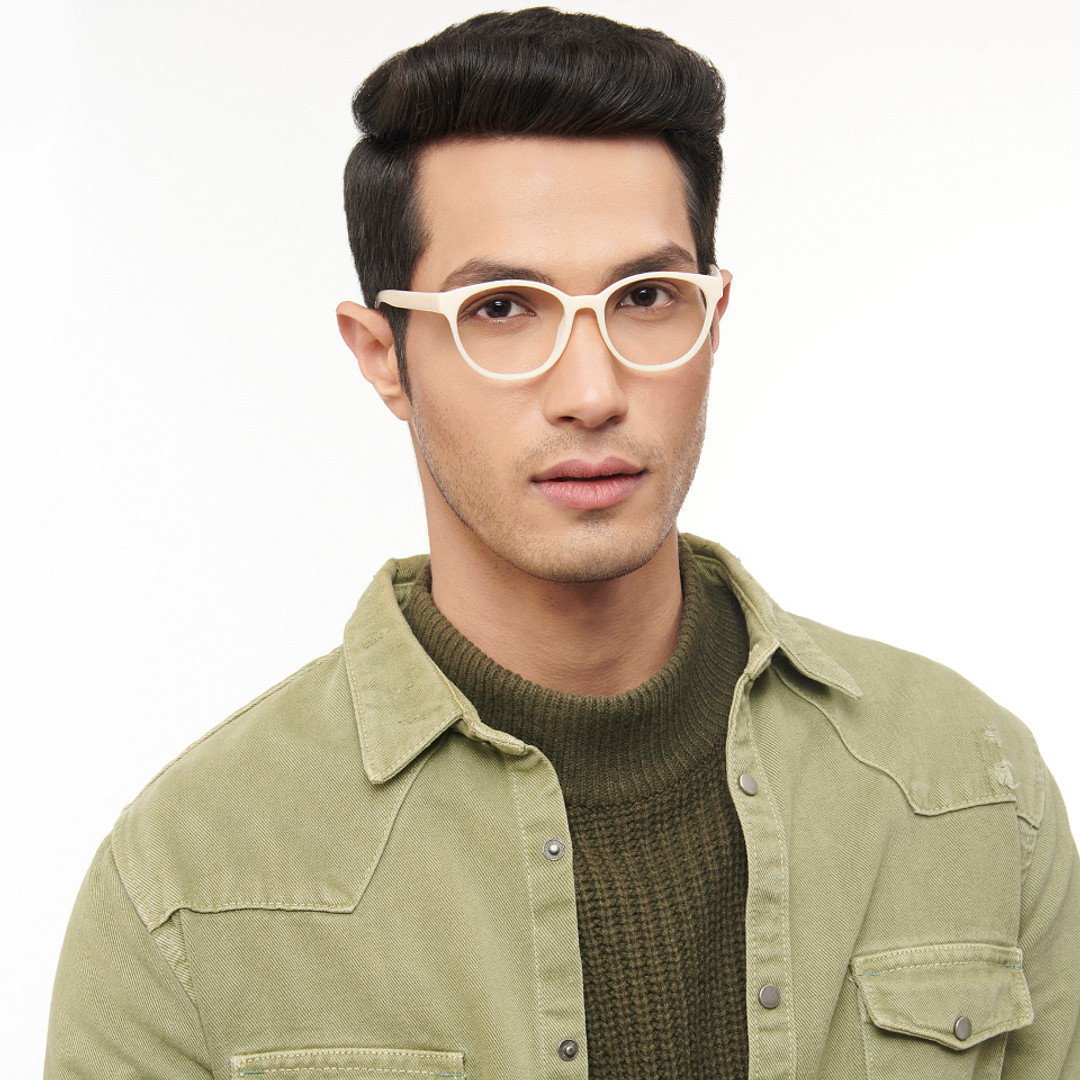 OJOS White Full Rim Round left side