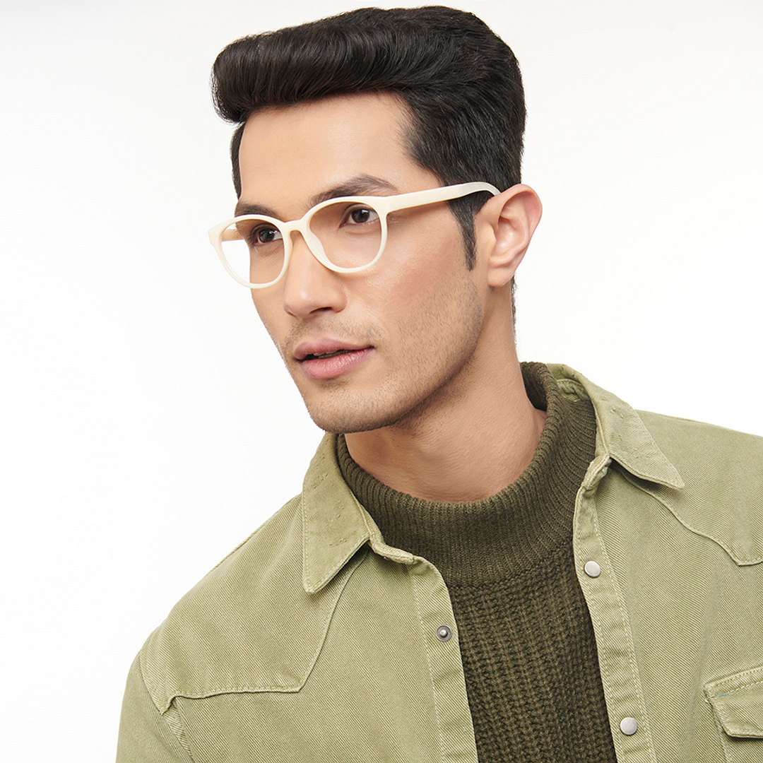 OJOS White Full Rim Round right side