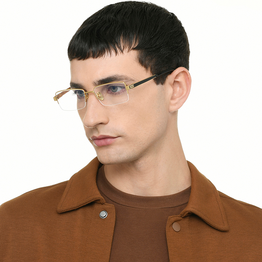 Buy Gold Black Gold Half Rim Rectangle OWNDAYS Titanium OD E50019