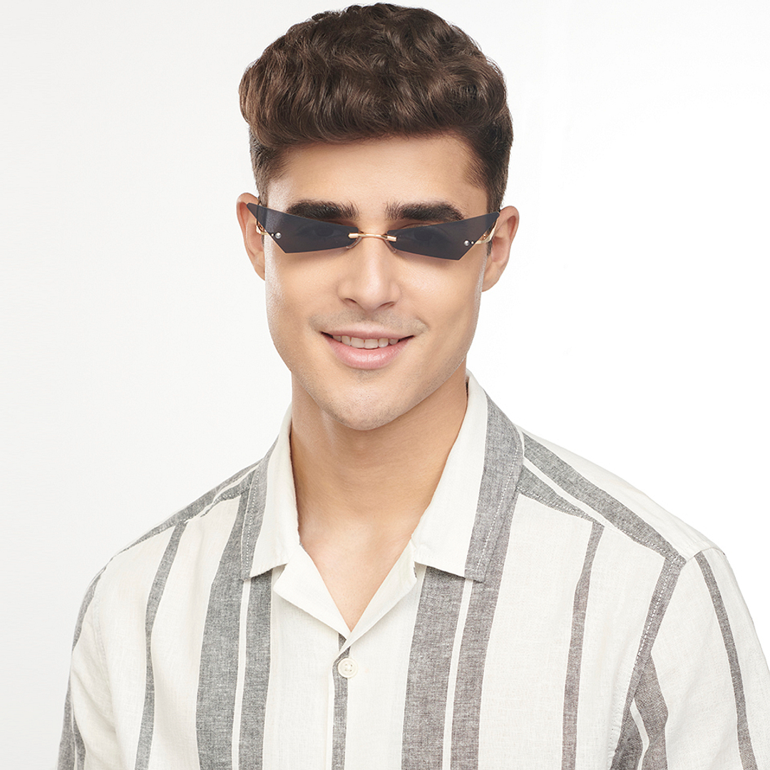 OJOS Gold Rimless Cat Eye left side