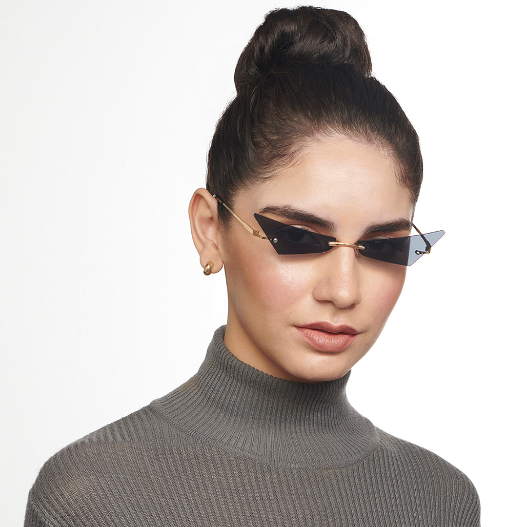 OJOS Gold Rimless Cat Eye right side