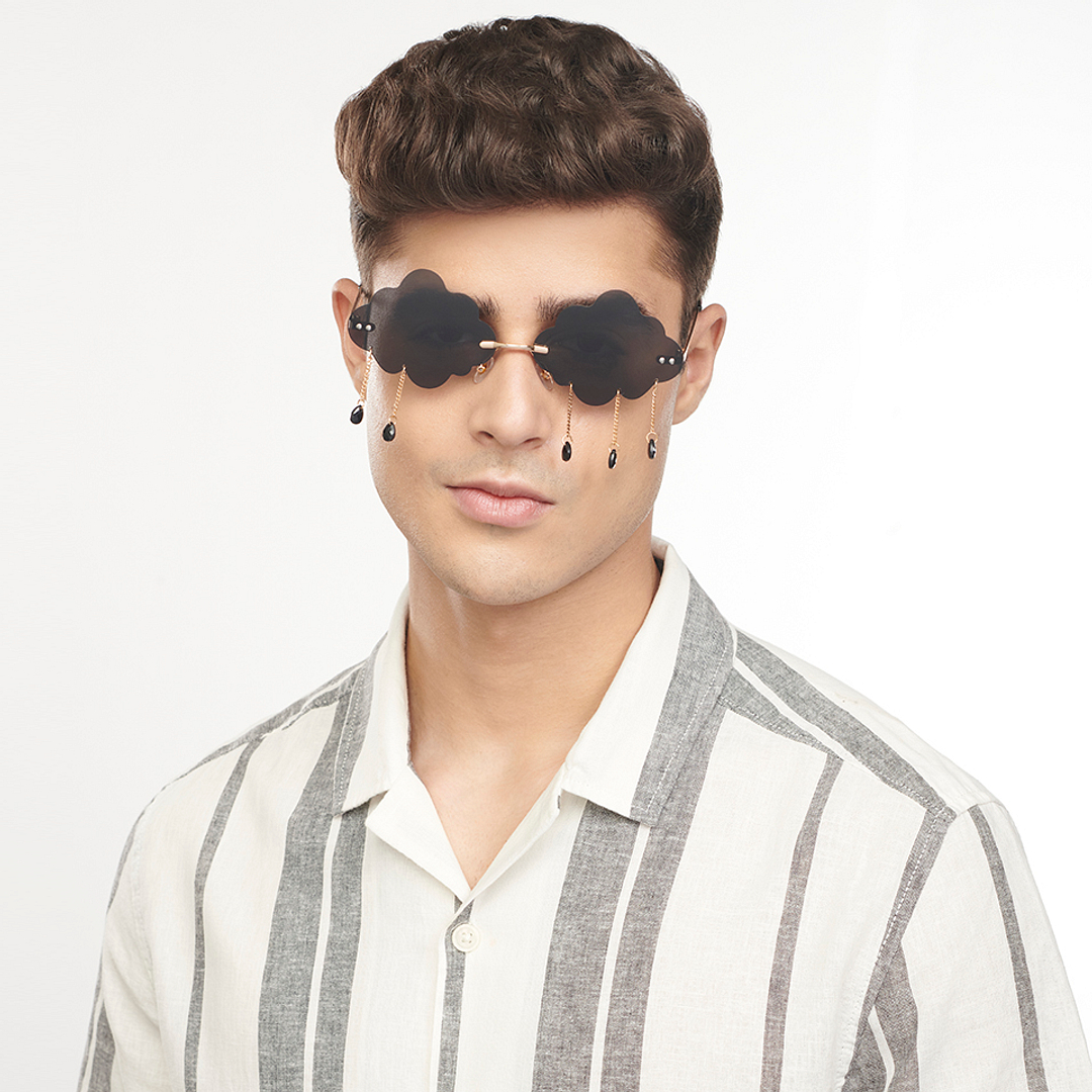 OJOS Gold Rimless Geometric left side