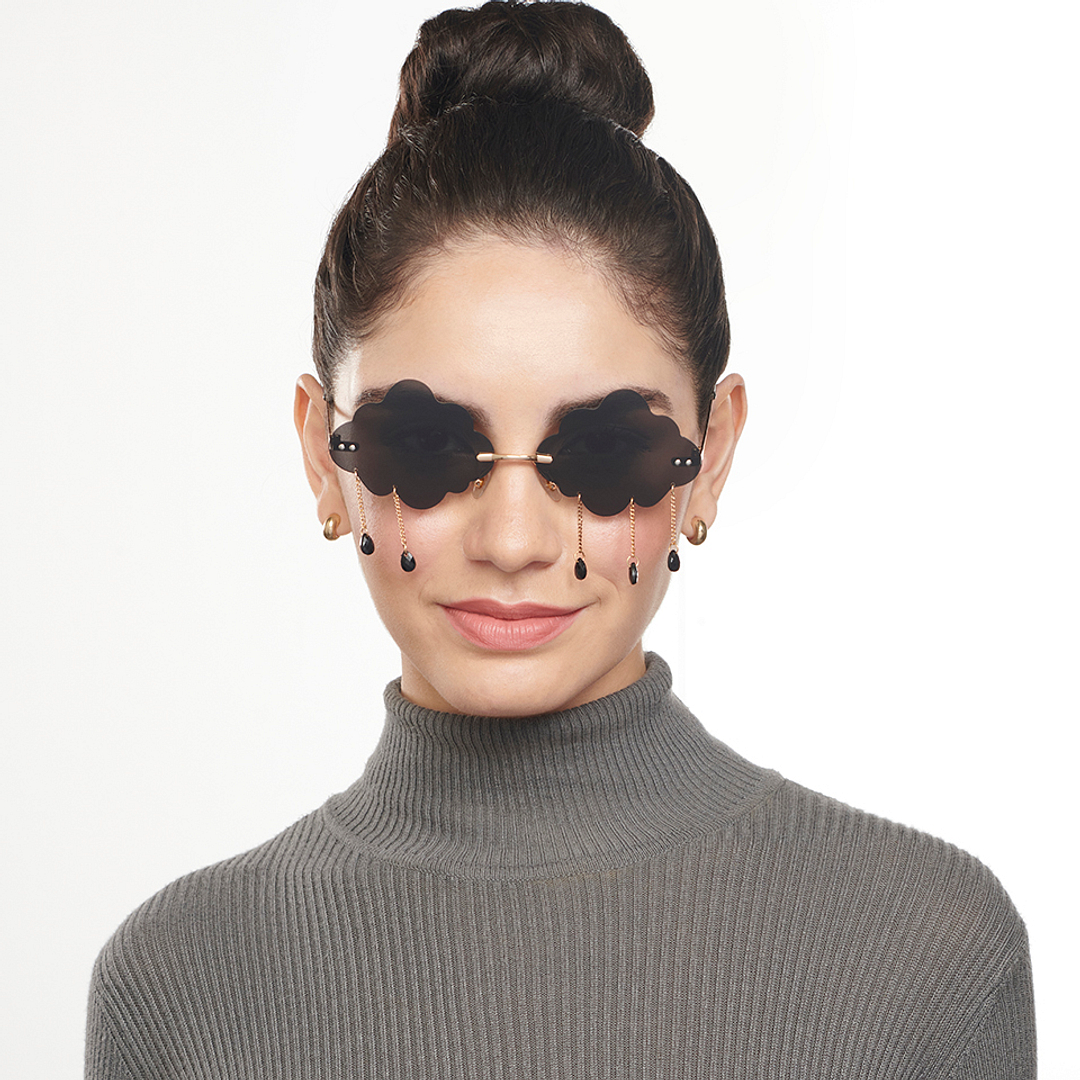 OJOS Gold Rimless Geometric left side