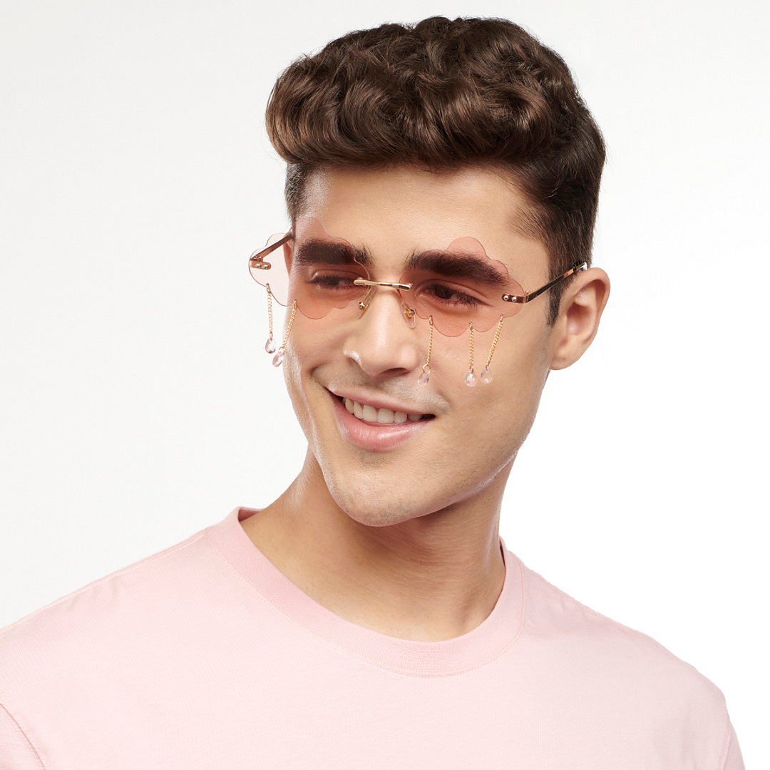OJOS Gold Rimless Geometric left side