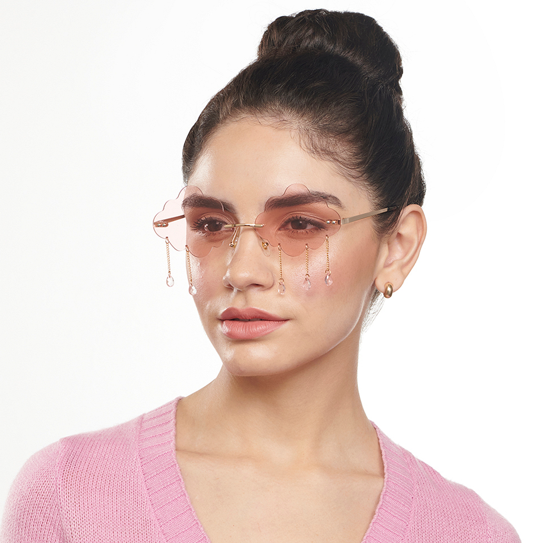 OJOS Gold Rimless Geometric left side