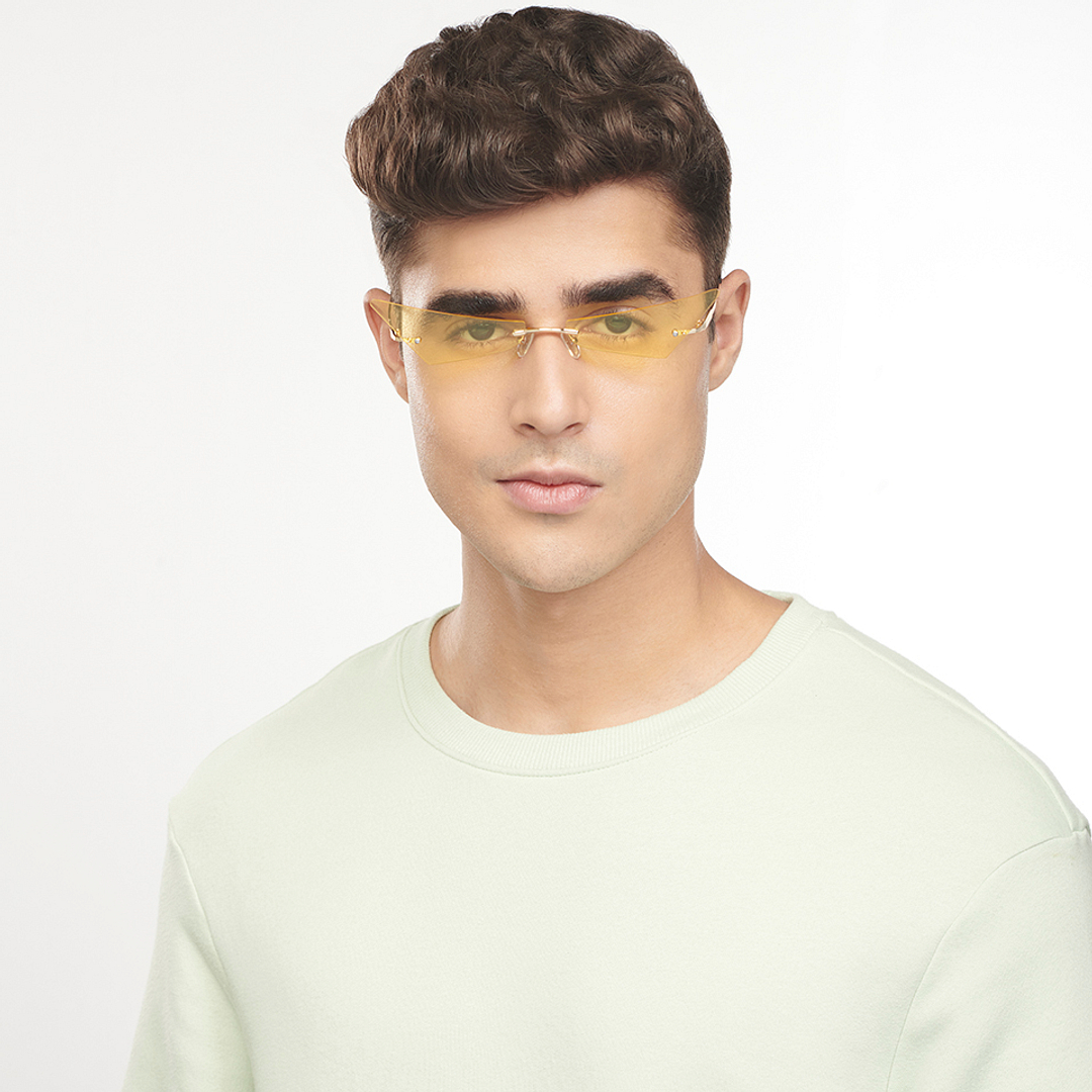 OJOS Gold Rimless Cat Eye left side