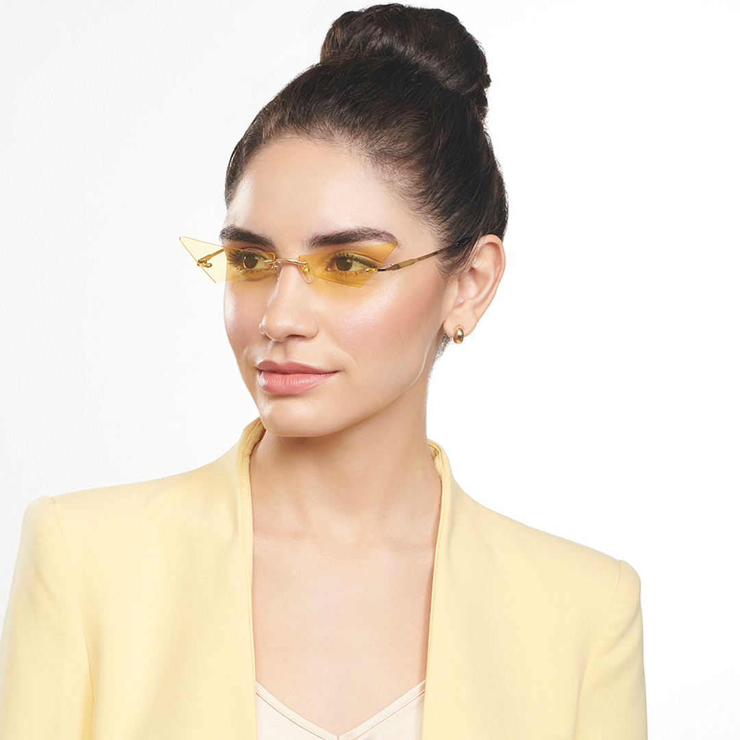 OJOS Gold Rimless Cat Eye right side