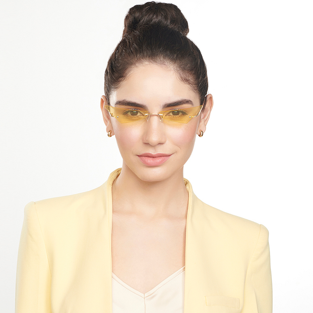 OJOS Gold Rimless Cat Eye left side