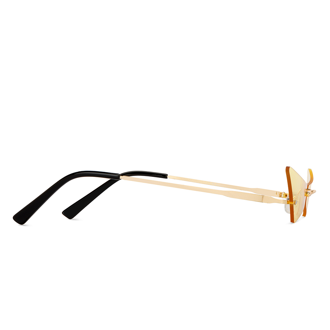 OJOS Gold Rimless Cat Eye left side