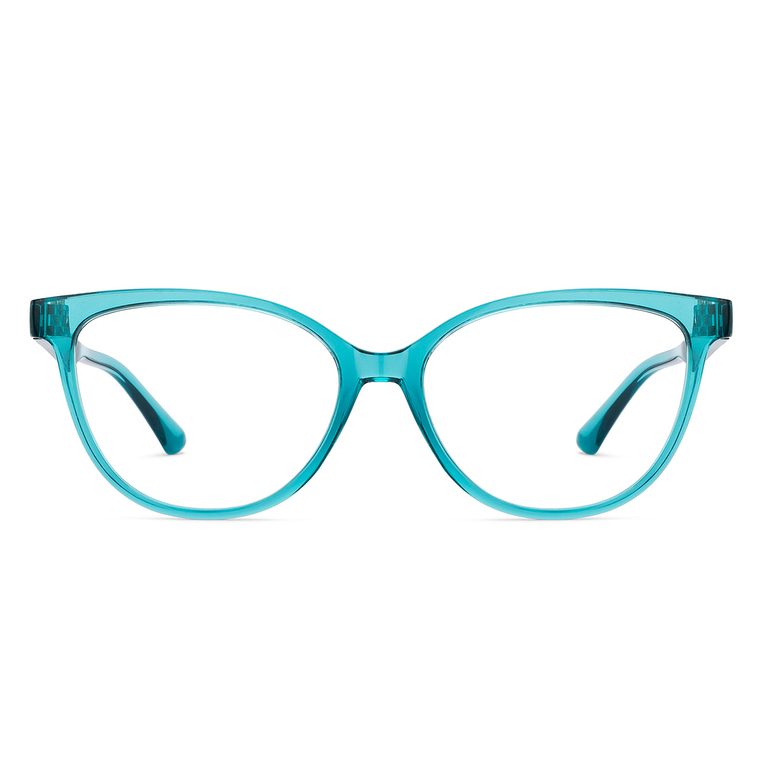 OJOS Green Transparent Full Rim Cat Eye left side