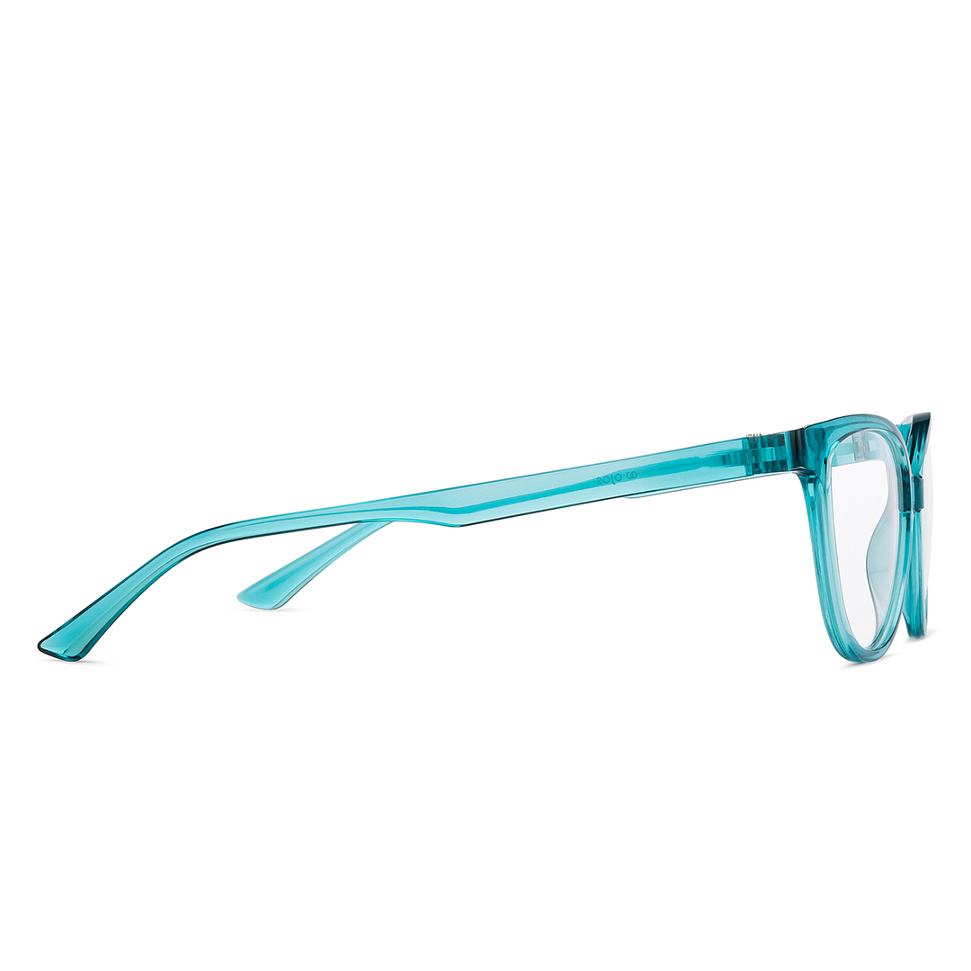 OJOS Green Transparent Full Rim Cat Eye left side