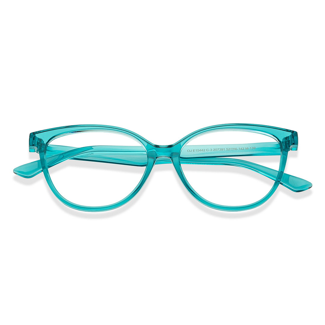 OJOS Green Transparent Full Rim Cat Eye left side