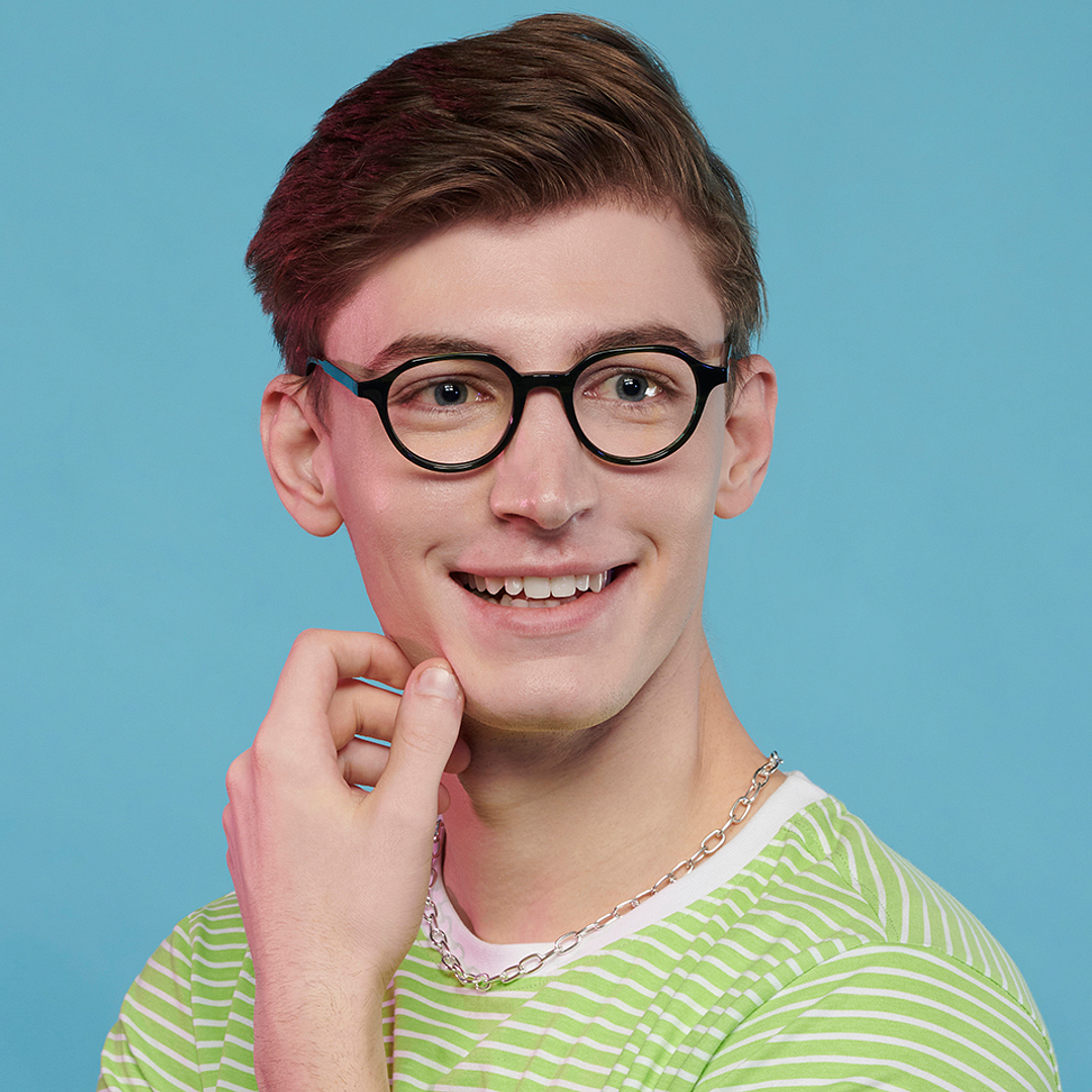 OJOS Green Transparent Full Rim Round left side