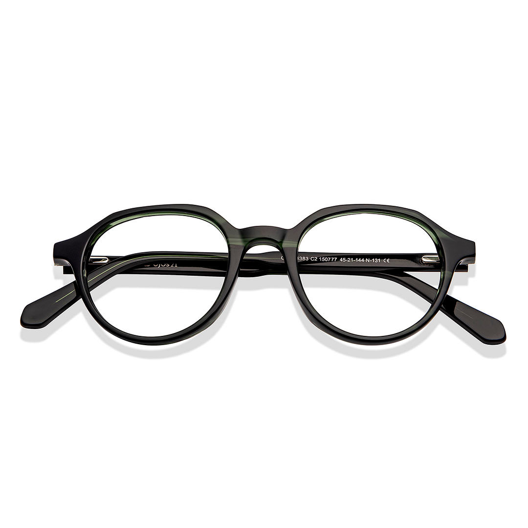 OJOS Green Transparent Full Rim Round left side