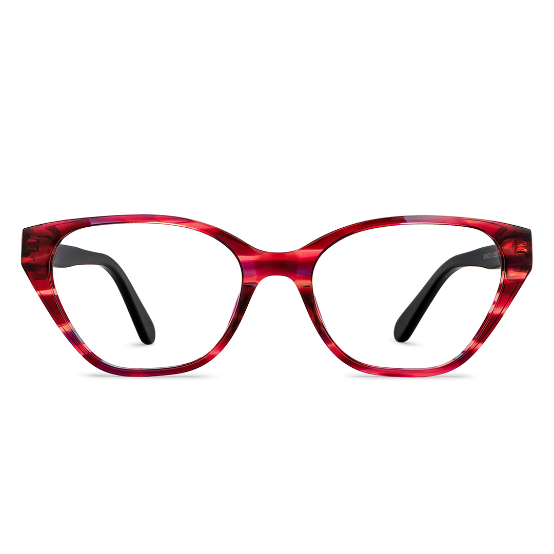 OJOS Red Full Rim Cat Eye left side