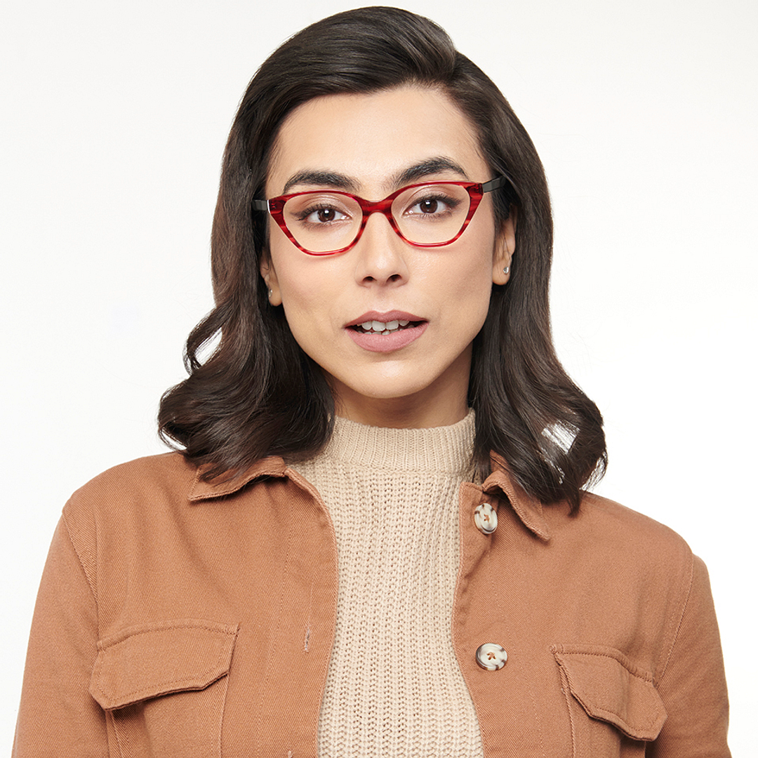 OJOS Red Full Rim Cat Eye left side