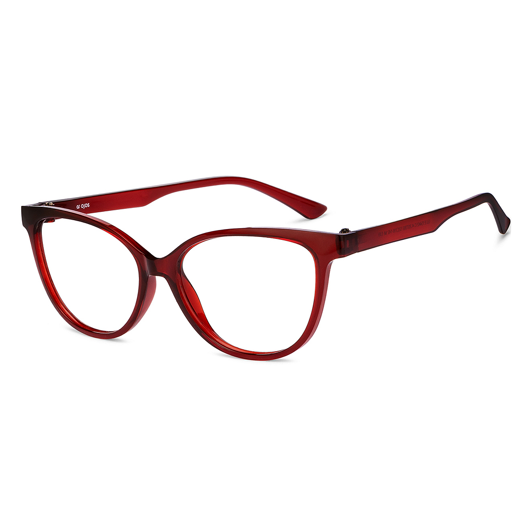 OJOS Red Transparent Full Rim Cat Eye right side