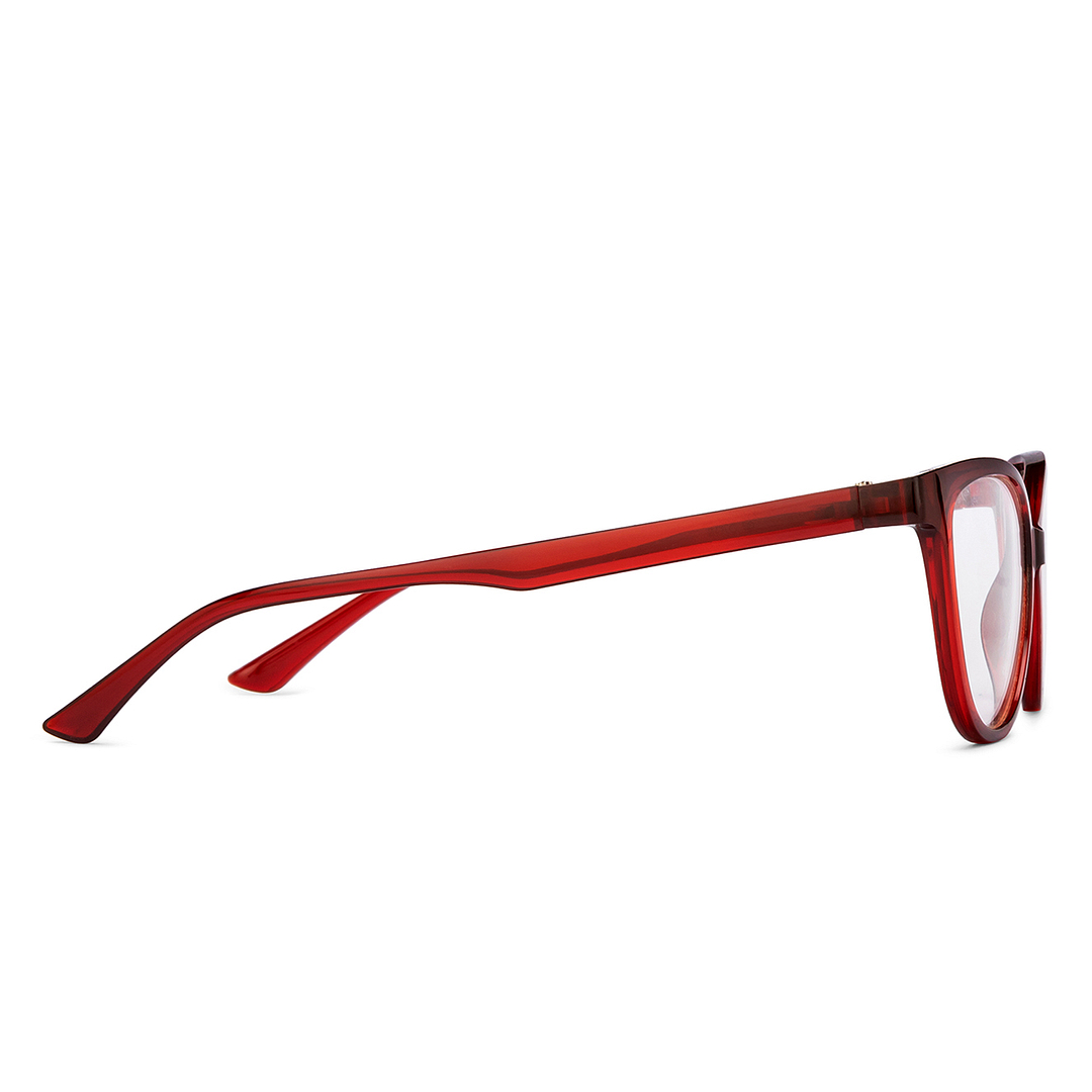 OJOS Red Transparent Full Rim Cat Eye left side