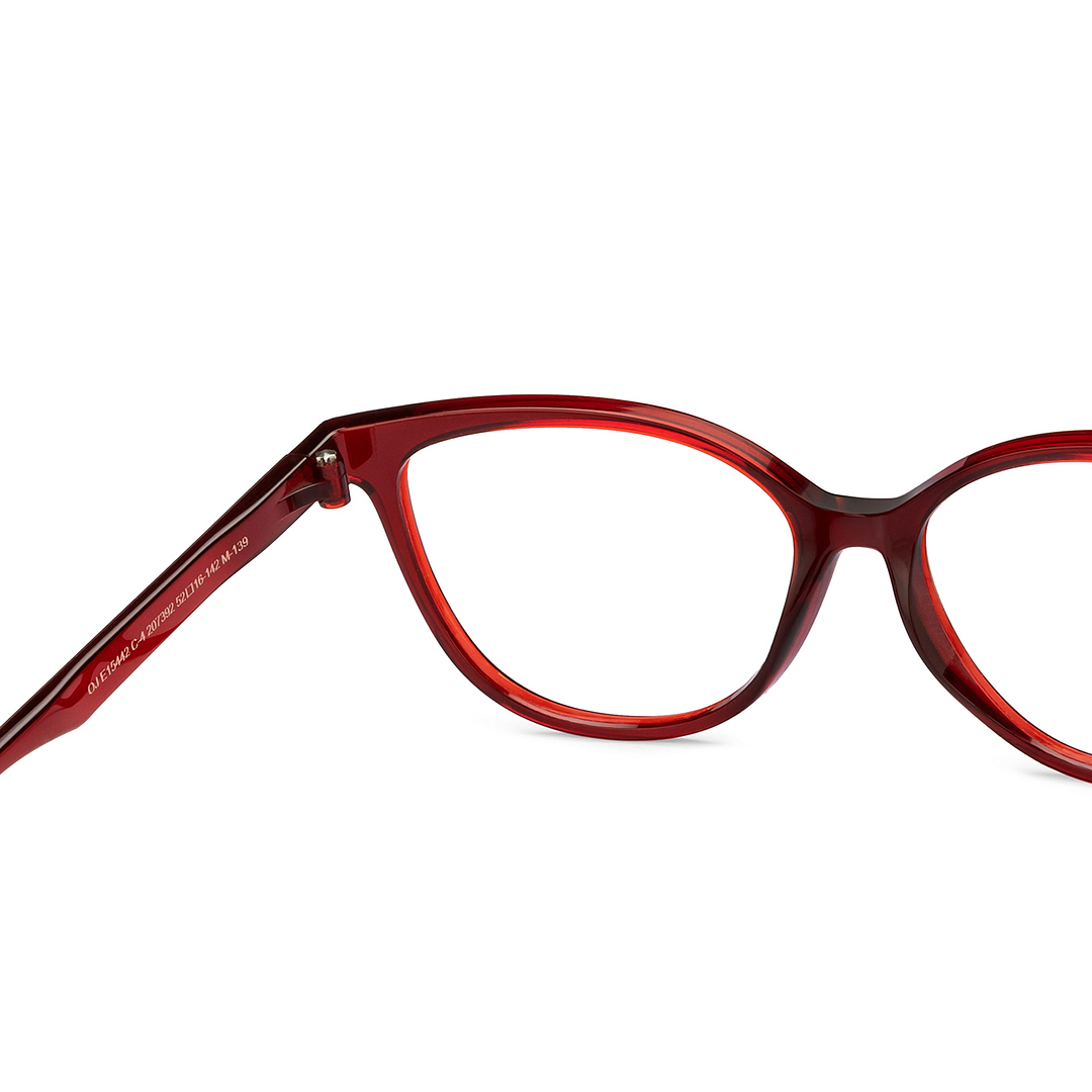 OJOS Red Transparent Full Rim Cat Eye right side