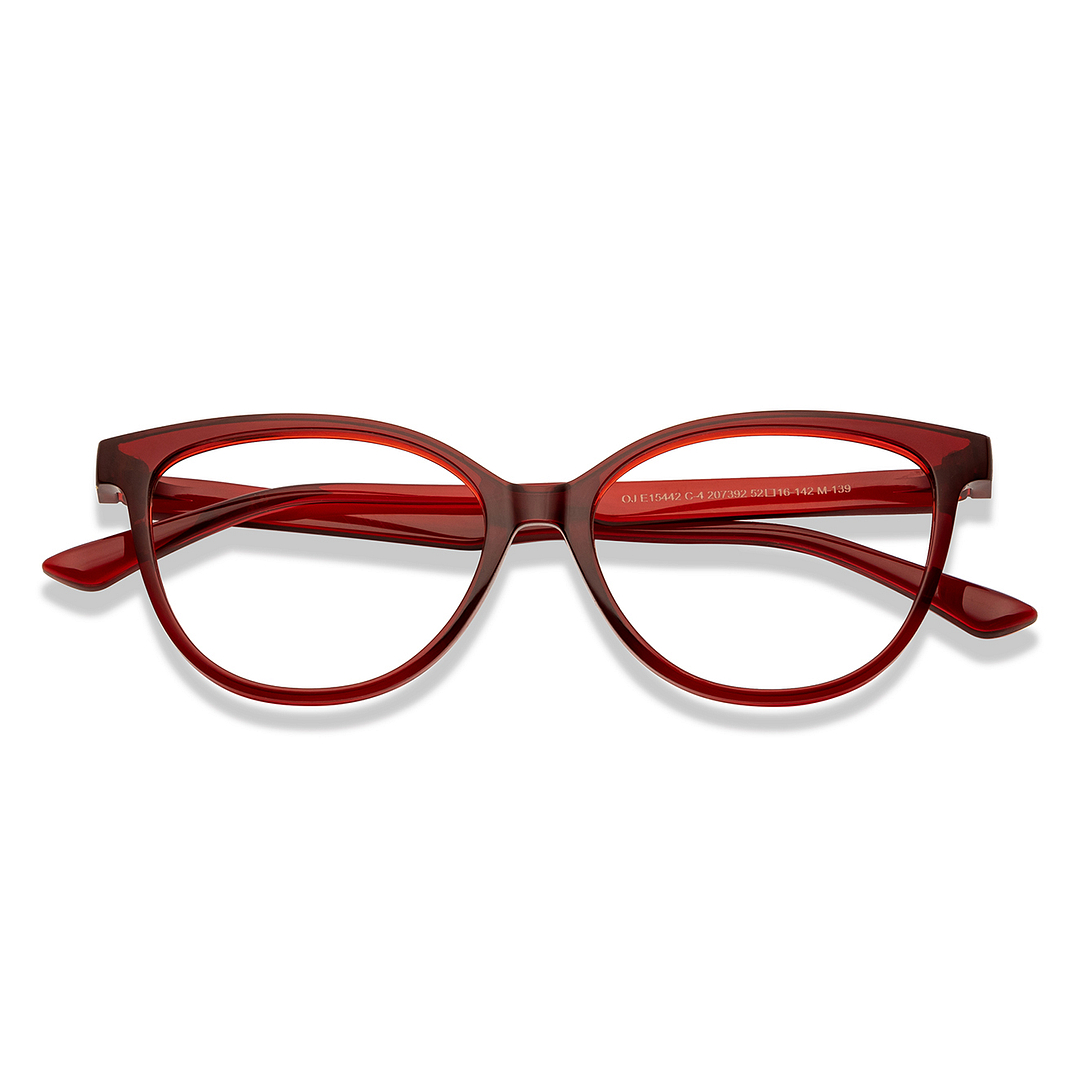 OJOS Red Transparent Full Rim Cat Eye left side