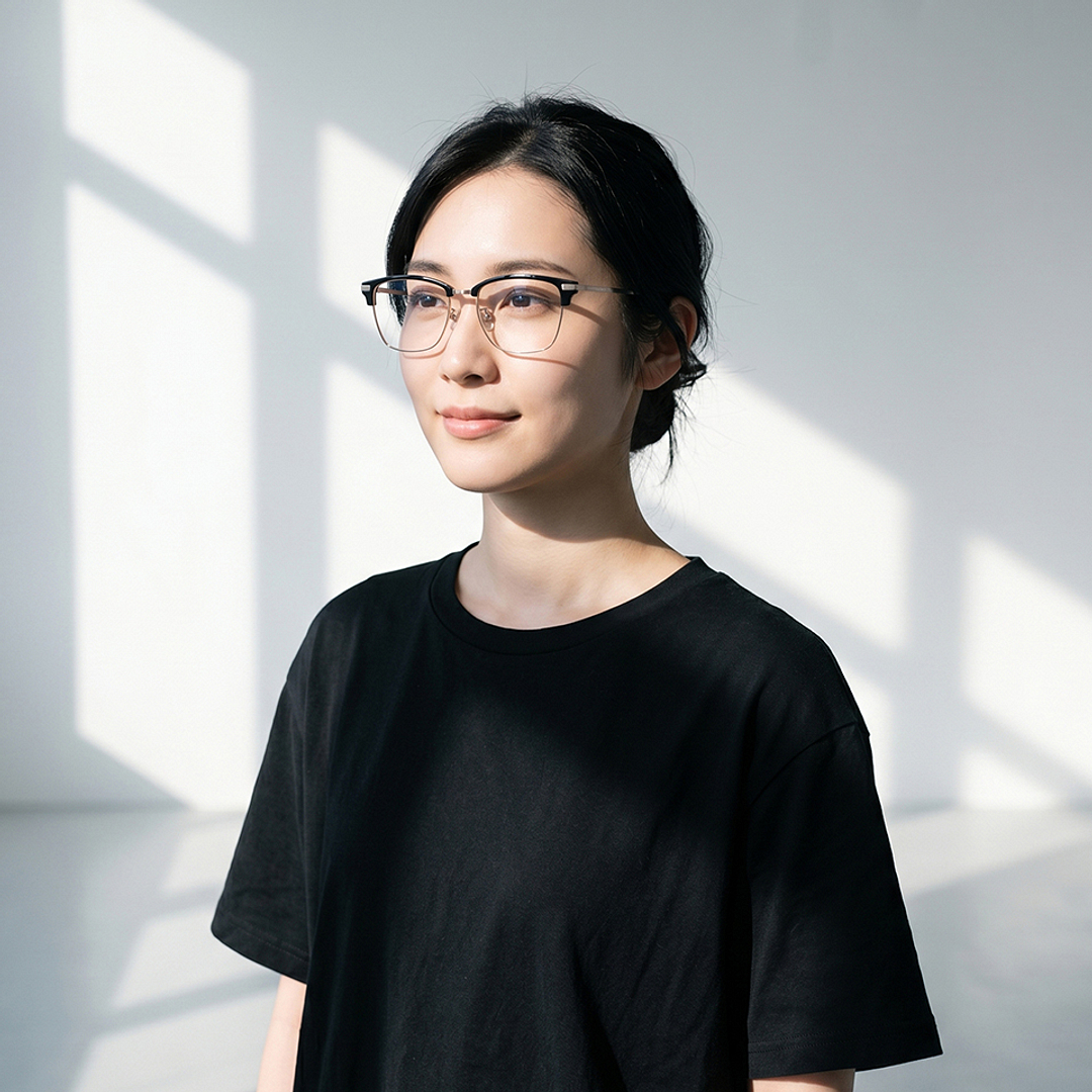 OWNDAYS | ESSENTIAL Black Half Rim Browline right side