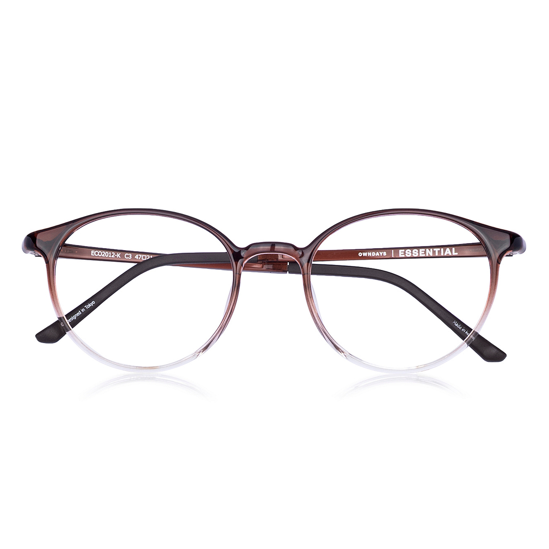OWNDAYS | ESSENTIAL Clear Brown Full Rim Boston left side