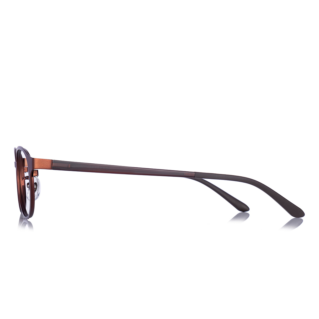 OWNDAYS | ESSENTIAL Matte Brown Full Rim Oval left side